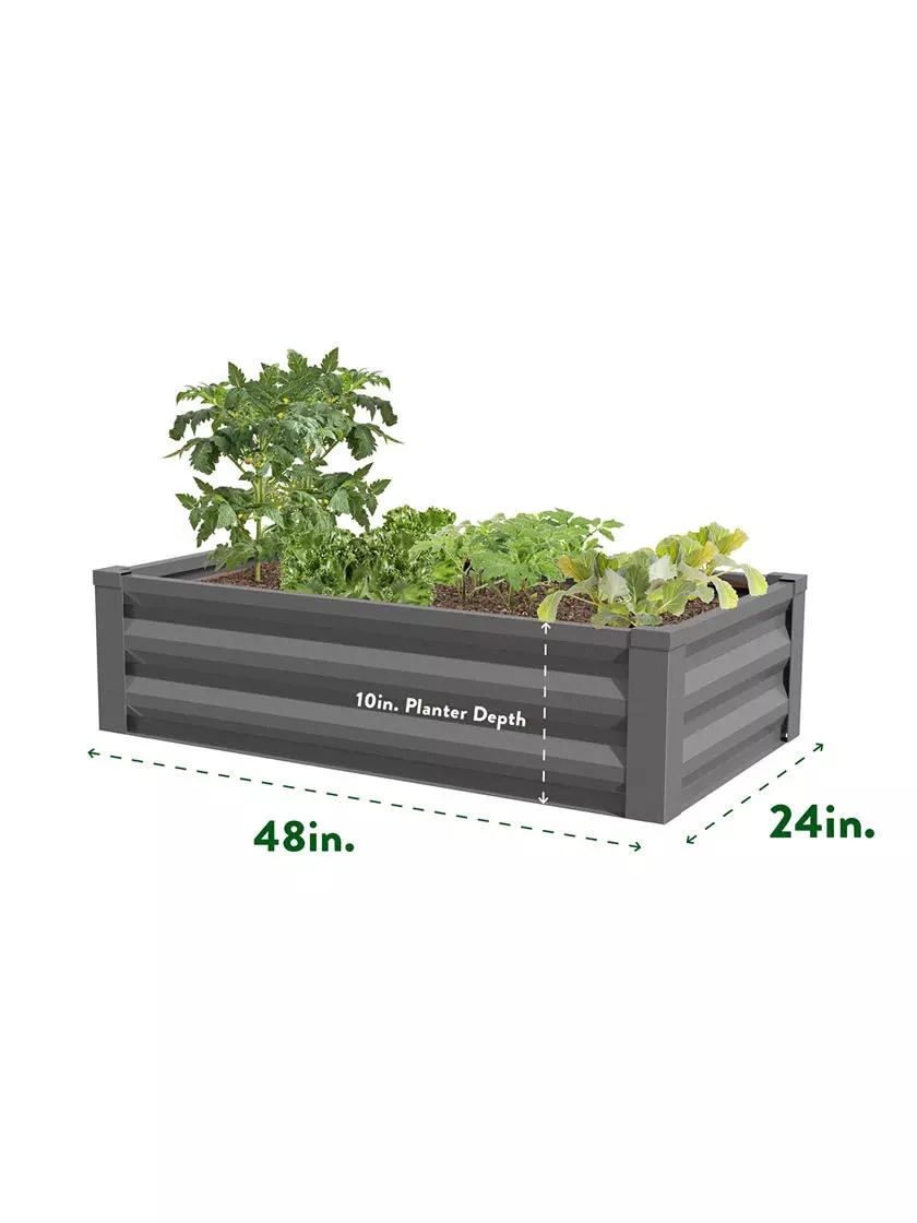 Powder-Coated Metal Raised Garden Bed, 24" x 48"