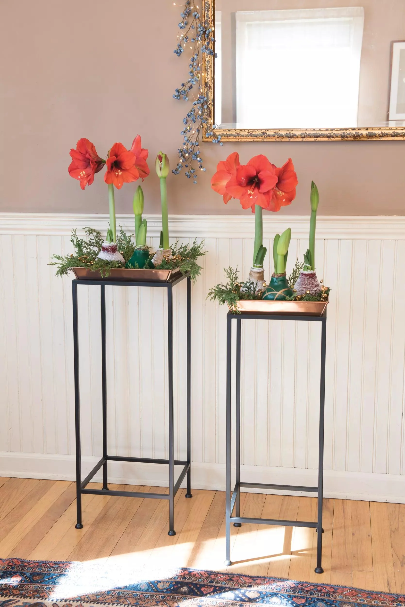 Square Nesting Plant Stands with Trays, Set of 2