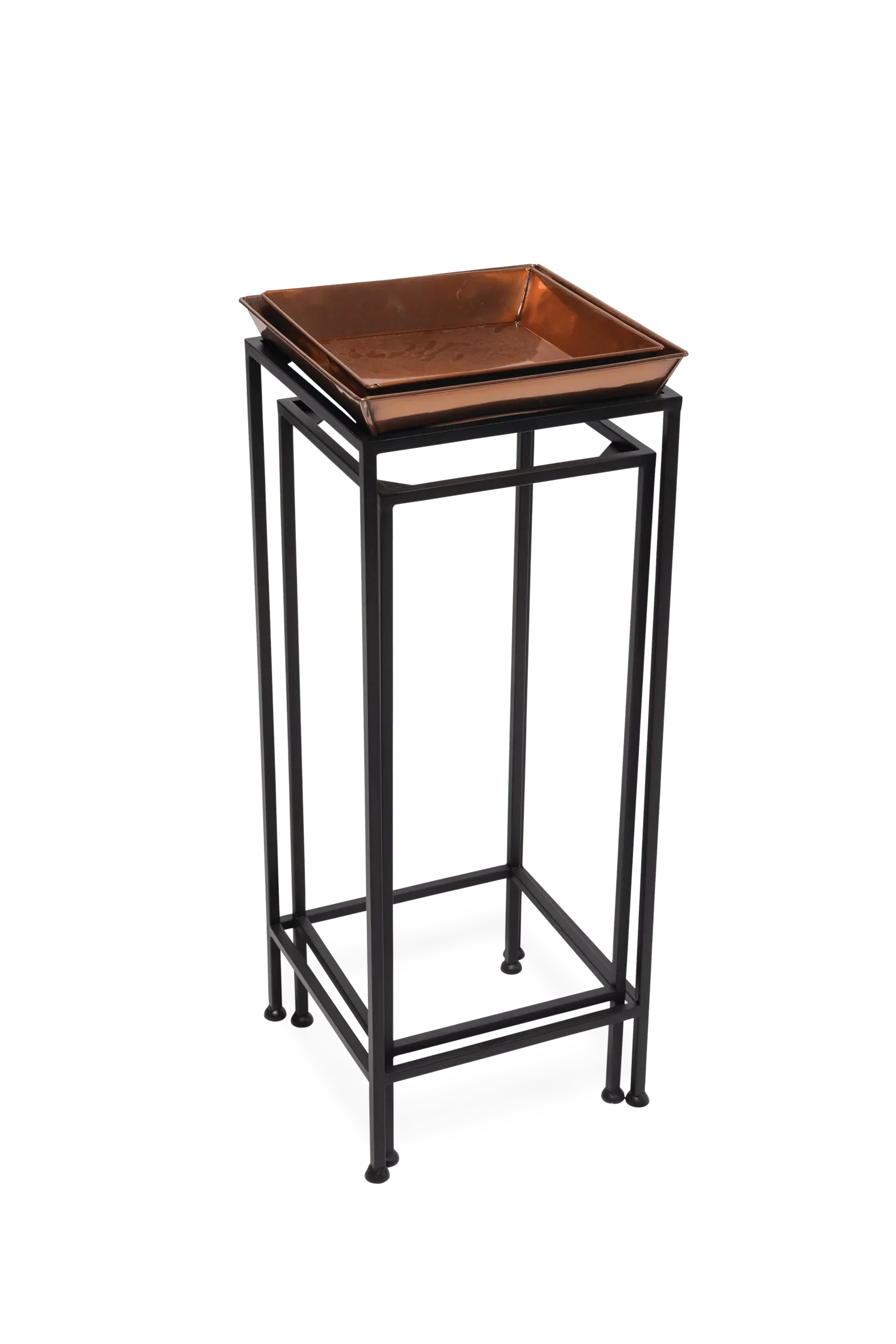 Square Nesting Plant Stands with Trays, Set of 2