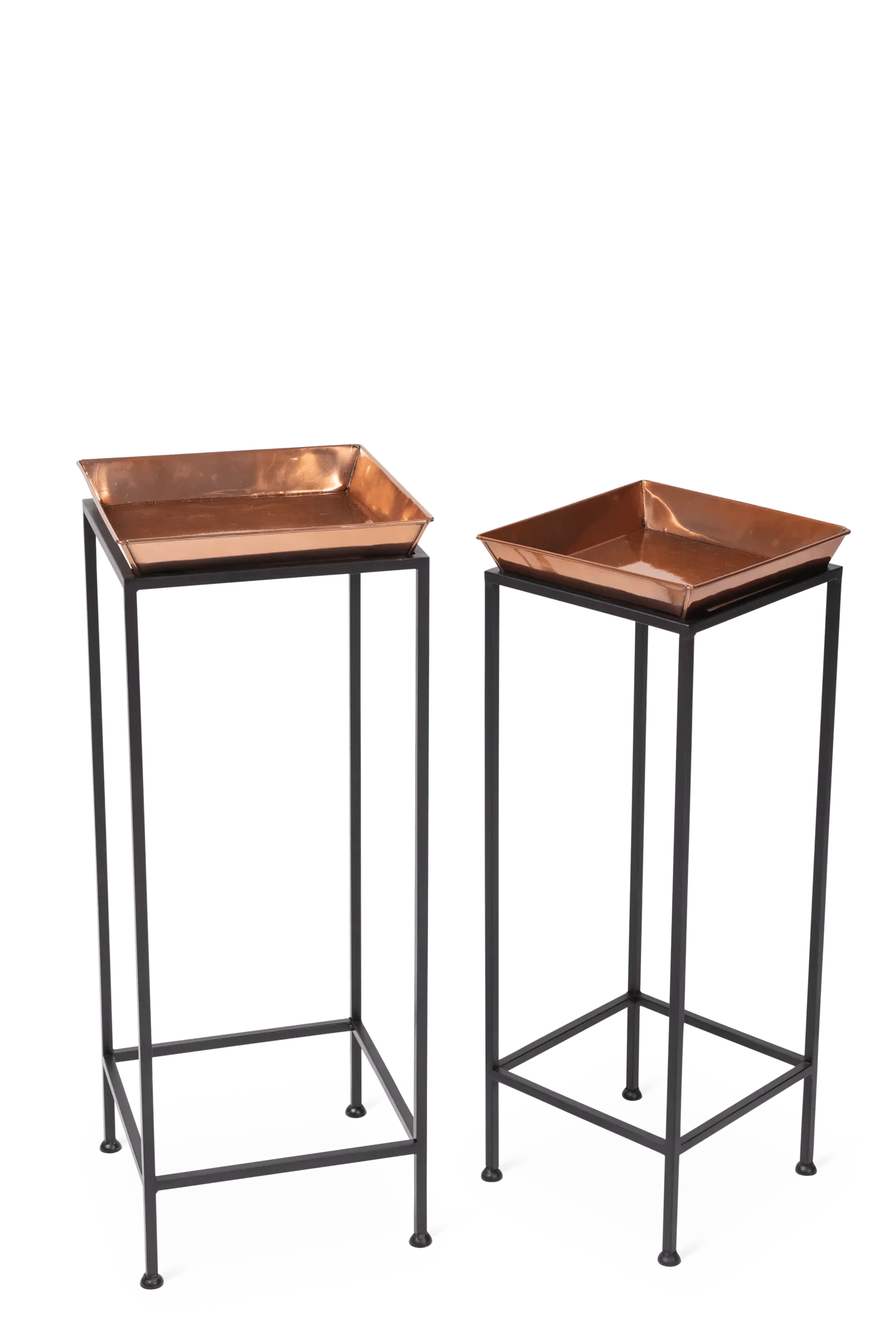 Square Nesting Plant Stands with Trays, Set of 2