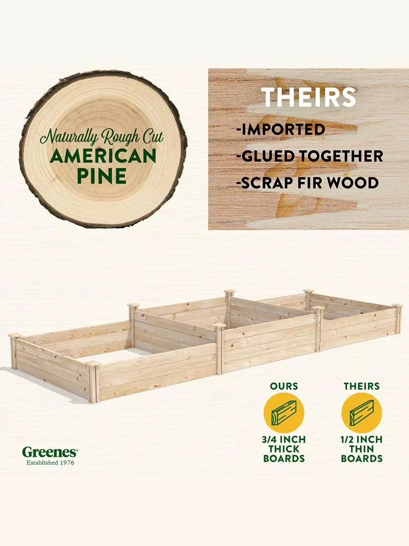 Tall 2-Tier Pine Raised Garden Bed, 4'x12'