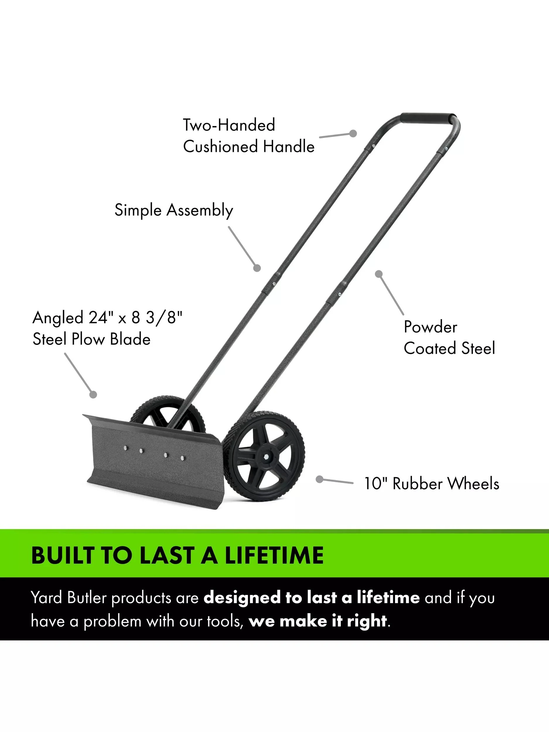 Yard Butler® Ultimate Snow Plow with Wheels