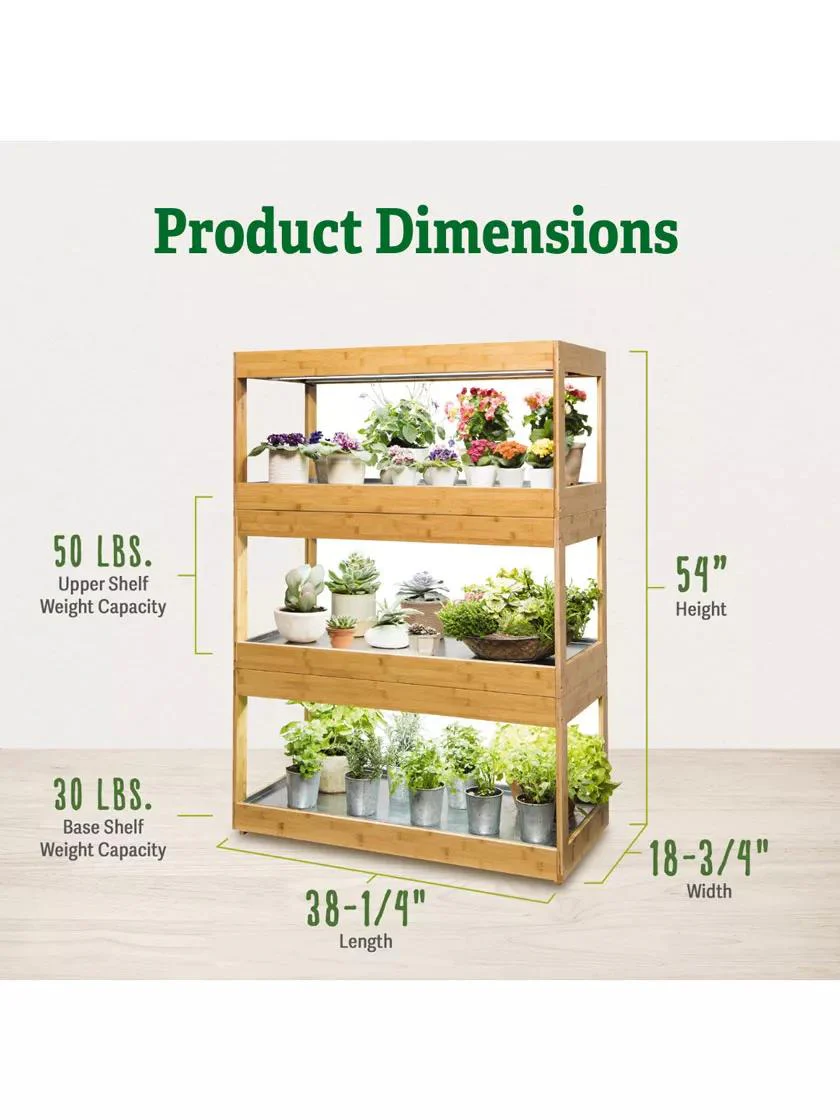Bamboo LED Grow Light Garden for Succulents and Seeds