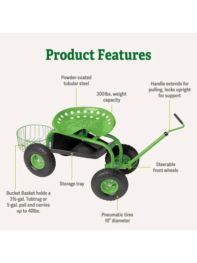 Deluxe Tractor Scoot with Bucket Basket