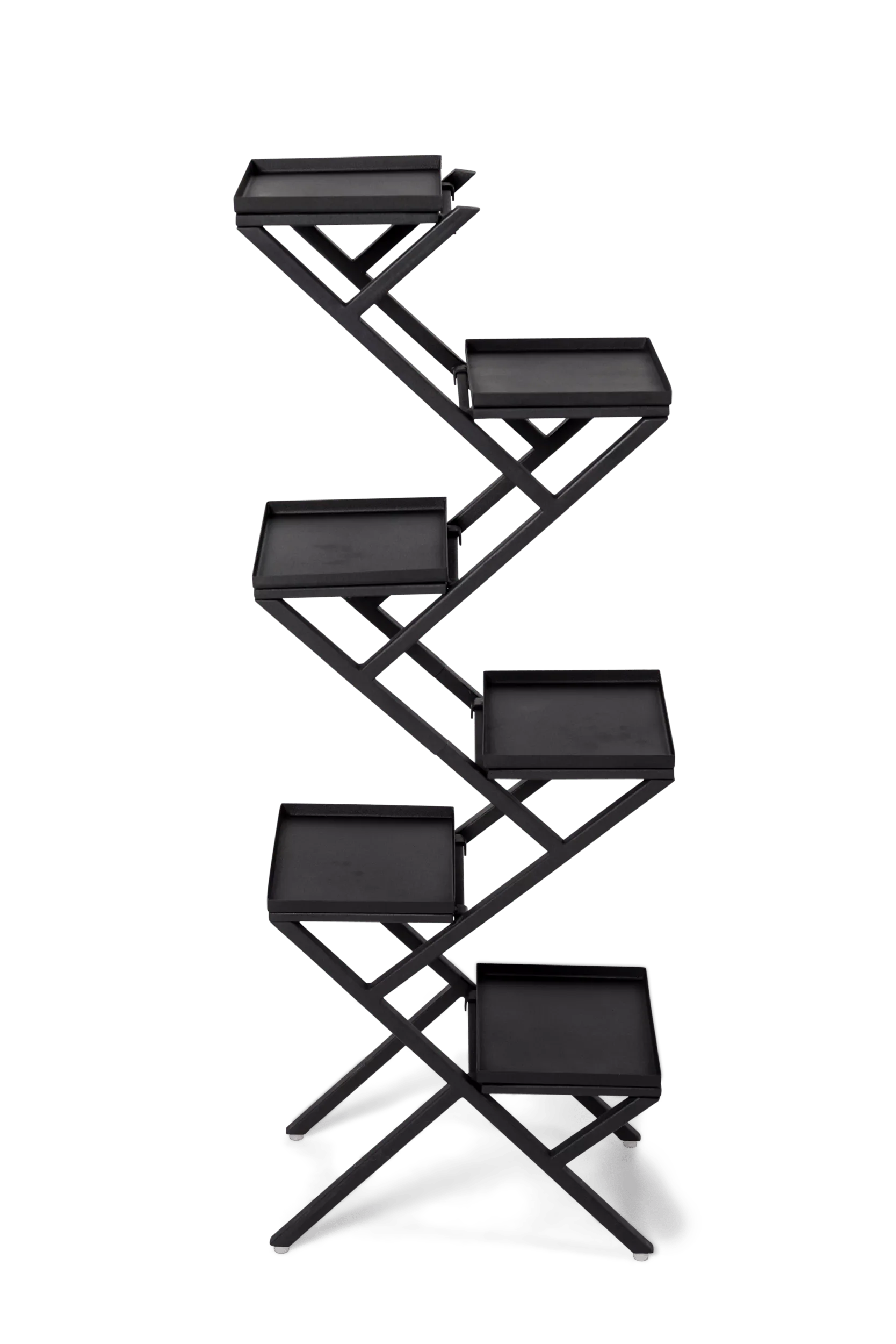 497-crisscross-cascading-plant-stand-with-black-trays-2.webp Crisscross Cascading Plant Stand with Black Trays