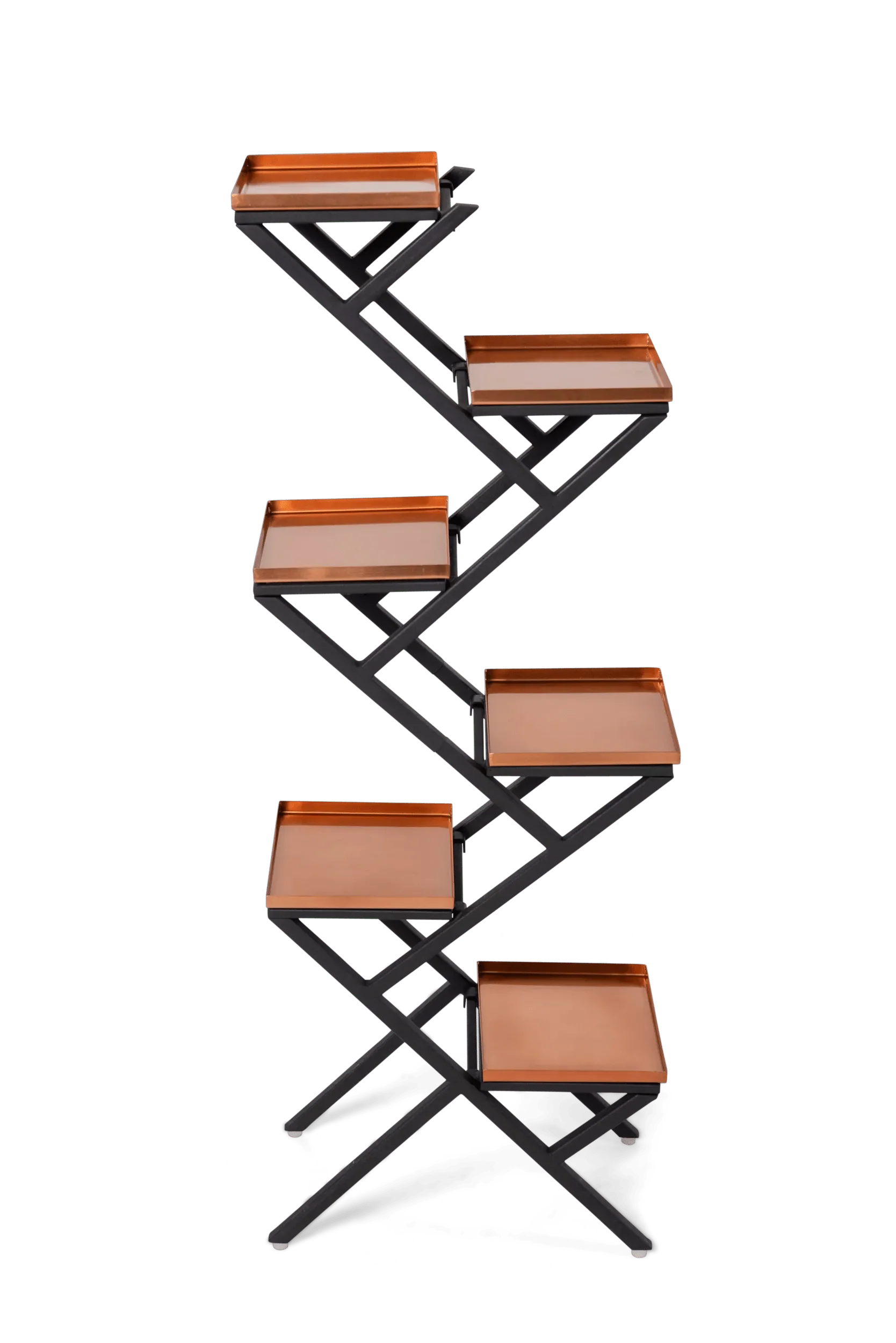 Crisscross Cascading Plant Stand with Copper Trays