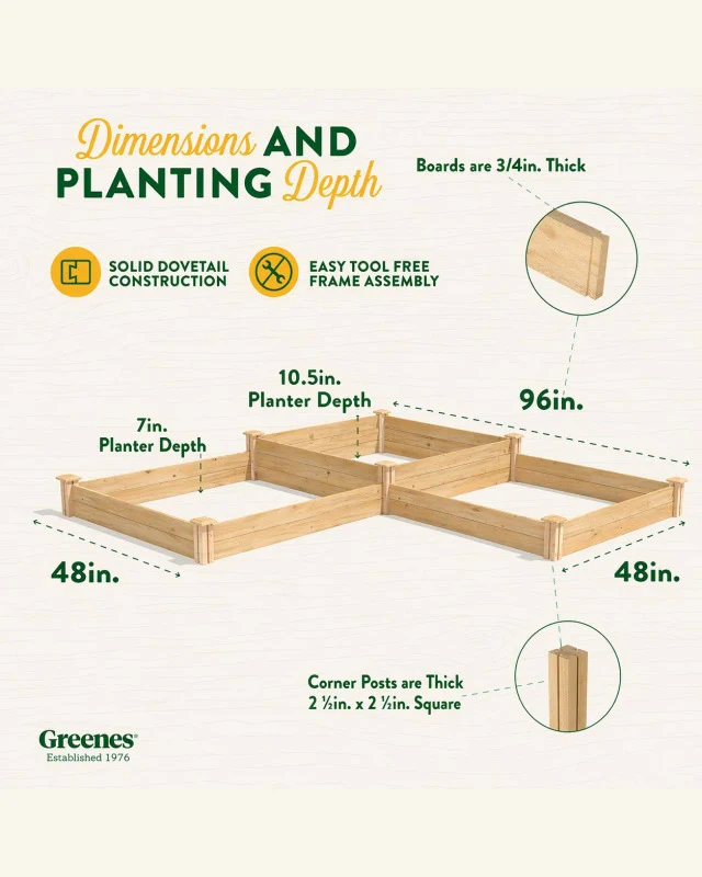 Customizable 2-Tier L-Shaped Cedar Raised Bed