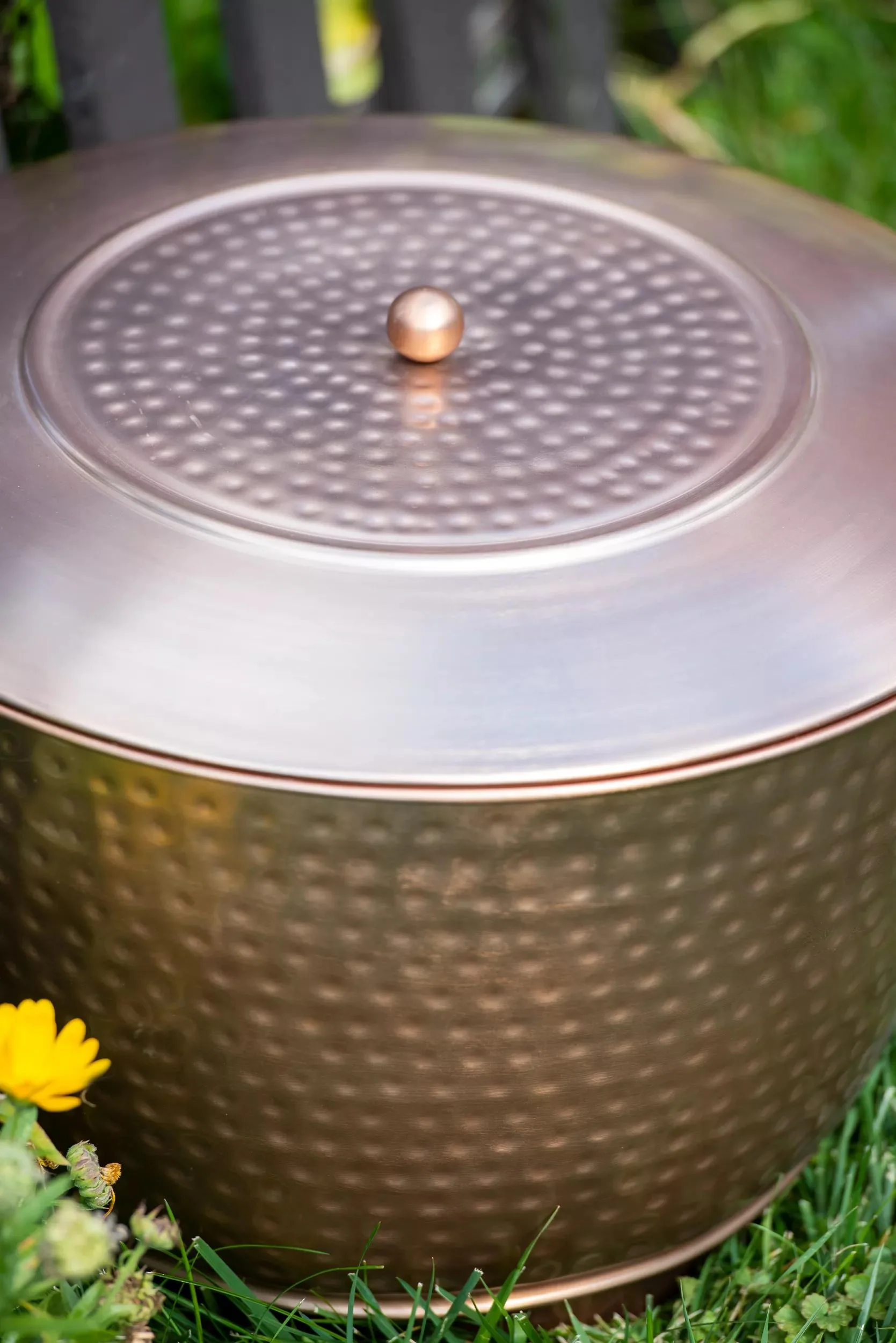 Hammered Copper Hose Pot with Lid