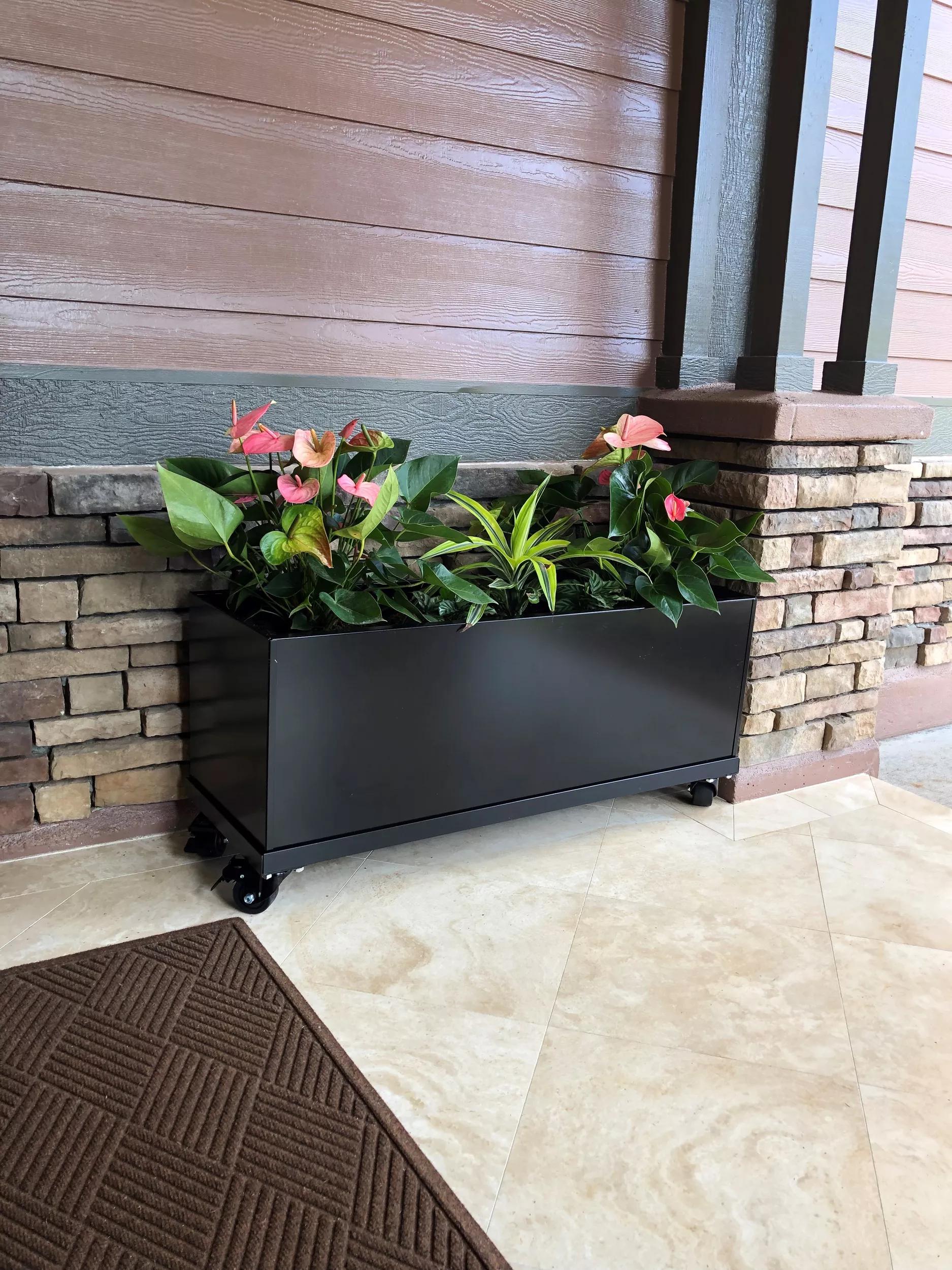 Nice Aluminum Trough Planter with Casters