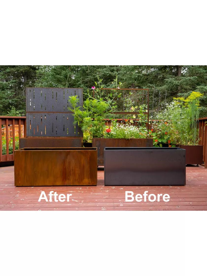 933-nice-corten-steel-trough-planters-with-casters-1.jpg Nice Corten Steel Trough Planters with Casters