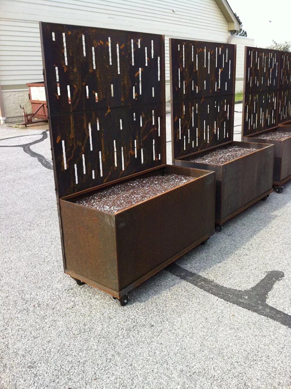 Nice Corten Trough Planters with Privacy Screen