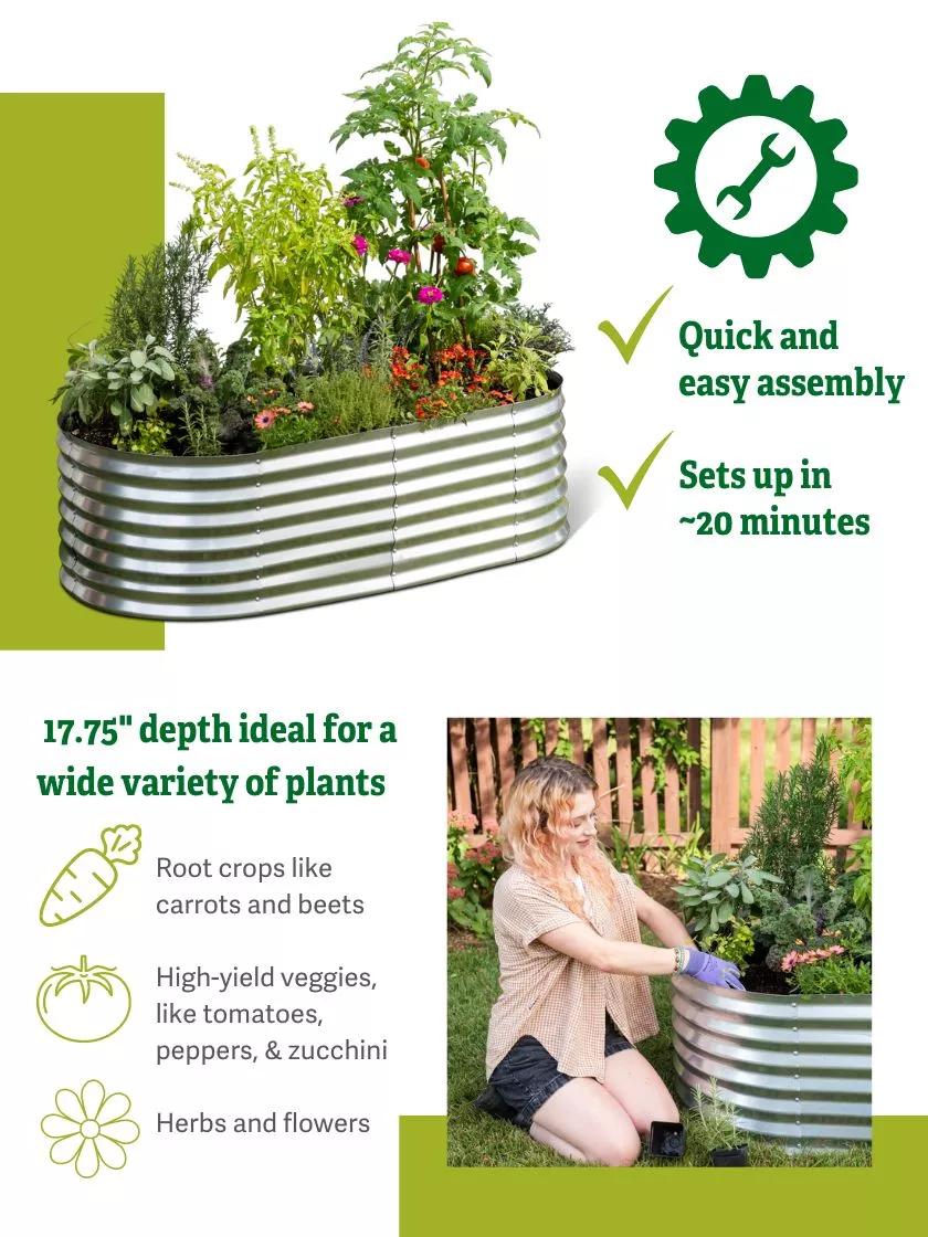 Oval Metal Raised Bed (17.75" D)