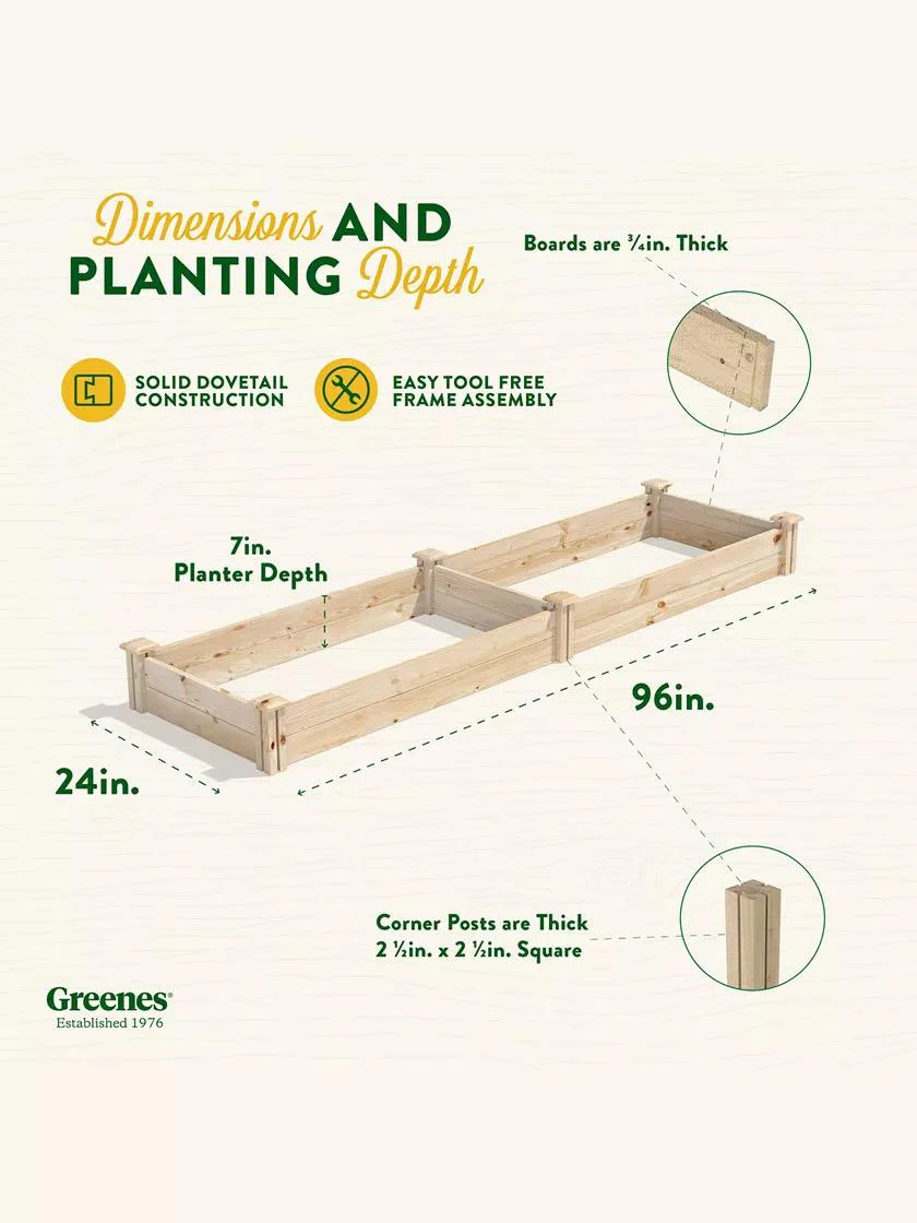 Pine Raised Garden Bed, 2' x 8'