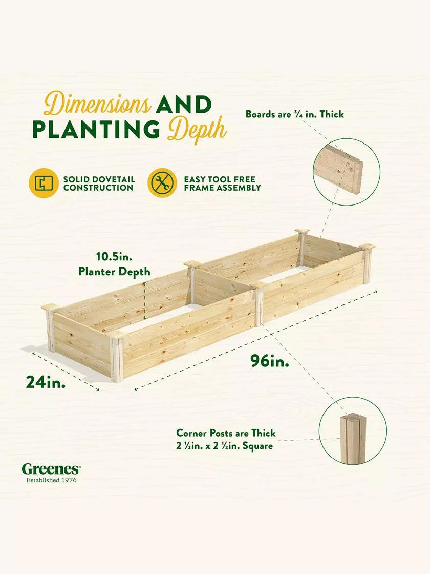 Pine Raised Garden Bed, 2' x 8'