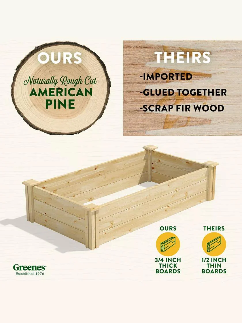 Pine Raised Garden Bed, 2'x4'x10.5" High