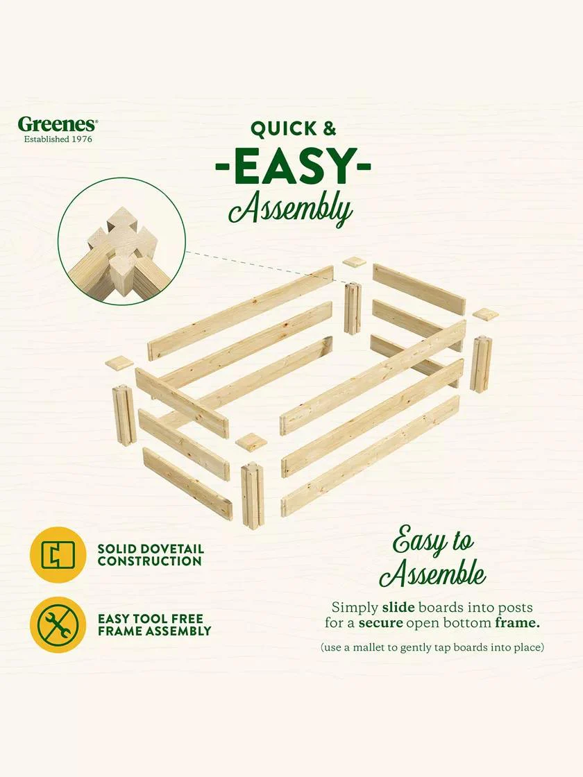Pine Raised Garden Bed, 2'x4'x10.5" High