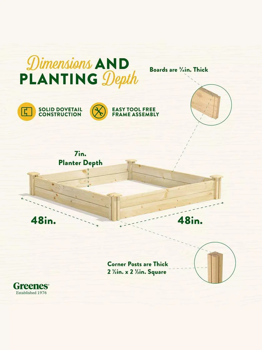 Pine Raised Garden Beds, 4'x4'