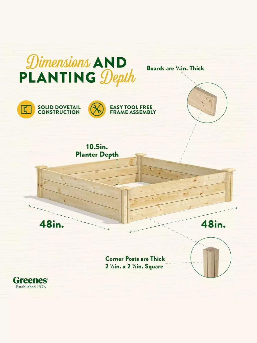 Pine Raised Garden Beds, 4'x4'